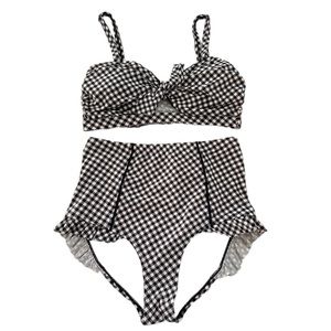 Swimsuit stripped, white/black, plus size 1X